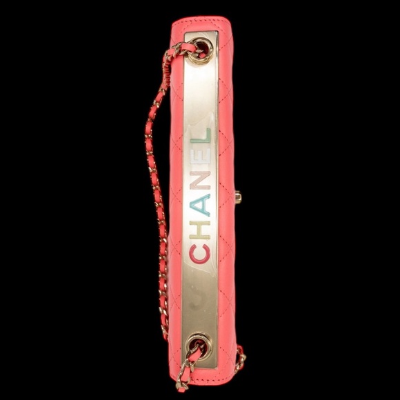 Chanel Wide Trendy CC Wallet on Chain Hot Pink Lambskin Leather RARE Rainbow! - Picture 4 of 16